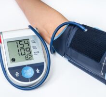 person with high blood pressure of 154/109 practices home monitoring